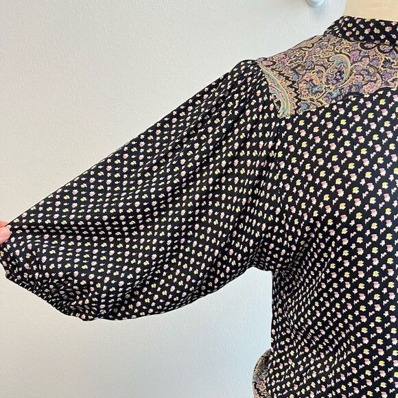 Vintage 80s Tarus II Women’s 10 Victorian Tie Midi Dress Cottagecore Floral USA - Picture 5 of 14